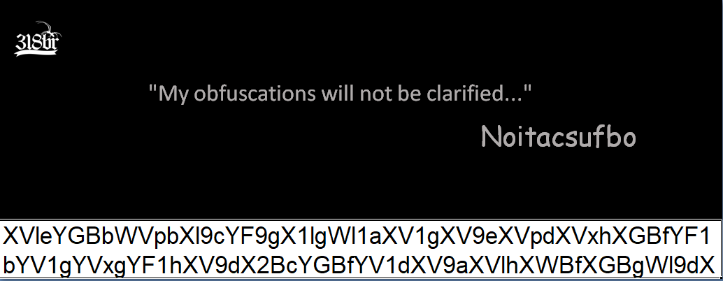 Screenshot of Microsoft Excel window showing obfuscated formula