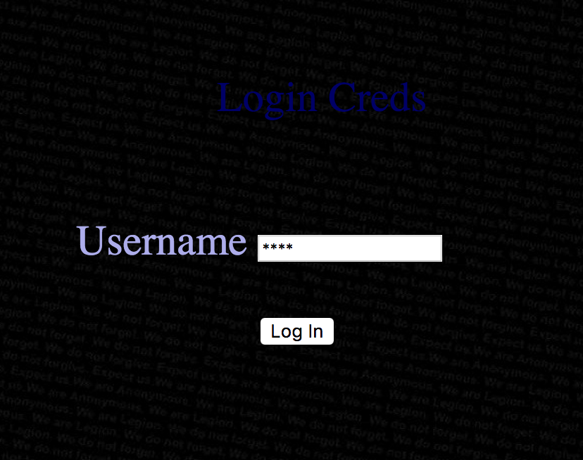 Modified signup form with username as 'root'