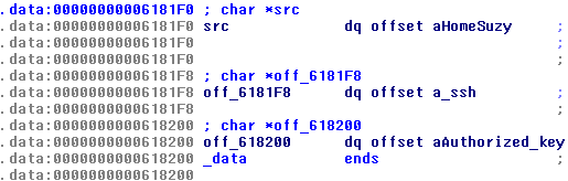 Screenshot showing src array containing filename components