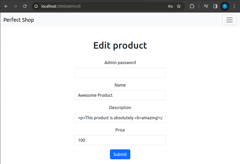 Product editing page overview