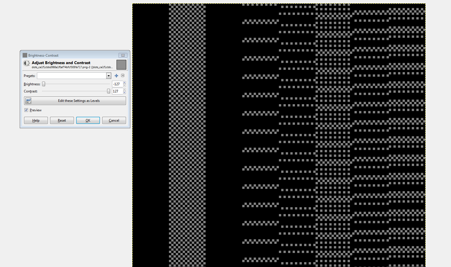 Modified black and white image revealing ASCII characters
